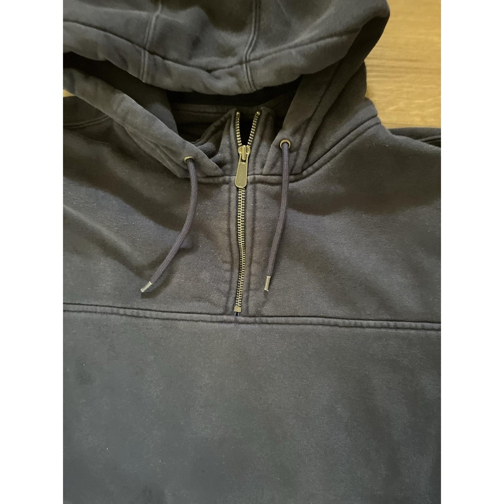 Carhartt Hoodie Mens 2XL Blue Fleece Quarter Zip Pullover Sweatshirt Workwear - Picture 2 of 6